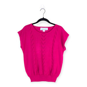 Vintage Kate Collins Pink Knit Cap Sleeve‎ Sweater M Career Coquette Academia